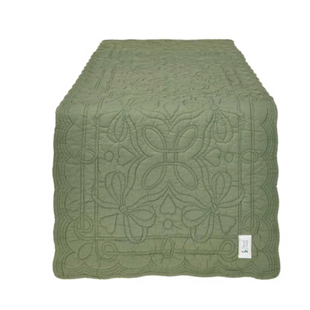Zöld steppelt asztali futó 40x140 cm pamut