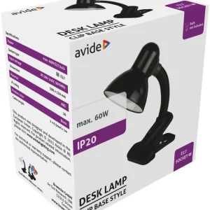 Avide Basic Asztali Lámpa Csíptethető Fekete Max 60W ABDL-CLIP-B-60W