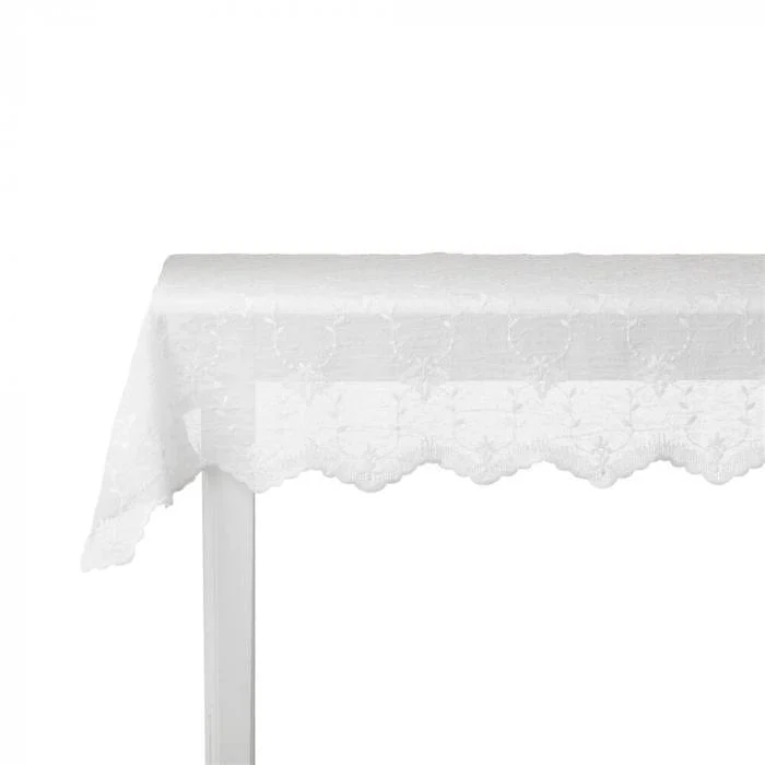 Adellia törtfehér asztalterítő – 220×160 cm (hímzett szegéllyel)