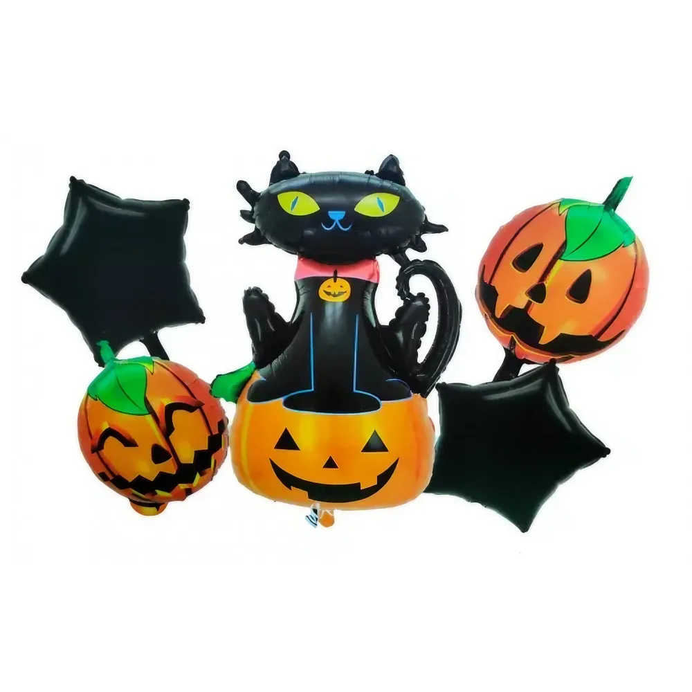 5 db-os halloweeni lufi szett tök és macska | HalloweenJoy