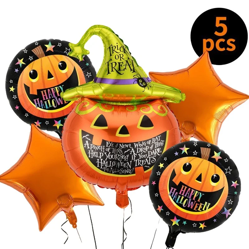 5 db-os halloweeni töklámpás lufi szett | PumpkinParty