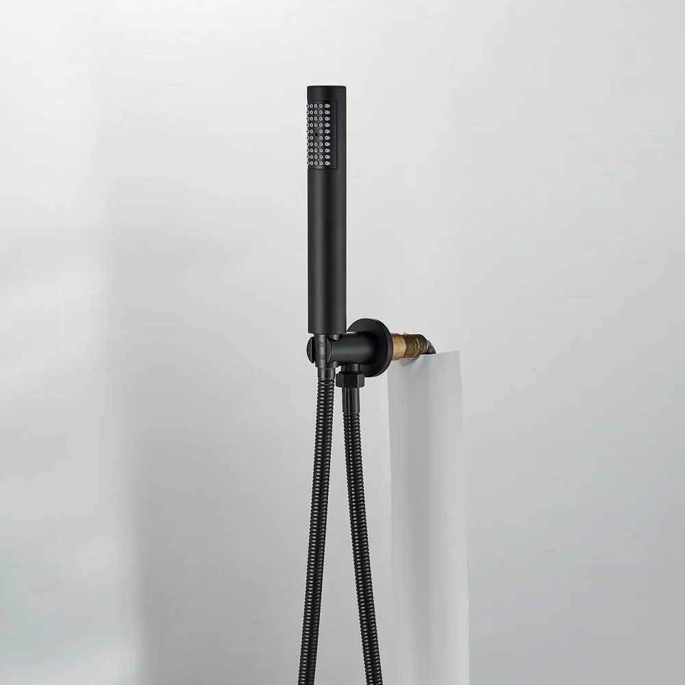 Fekete zuhanykészlet mennyezeti rögzítéssel, kerek zuhanyfejjel 30 cm, kód 1508
