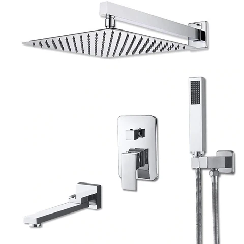 Rainjoy zuhanykészlet, krómozott, süllyesztett mennyezet, 50 cm négyzet, LED funkció, 3 áramlási funkció, hidromasszázs, k...