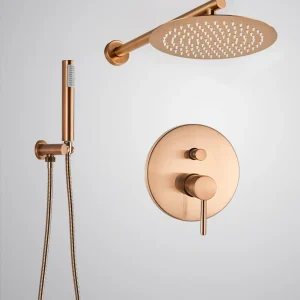 Rose Gold zuhanykészlet, kerek esőzuhannyal, 2 áramlási funkcióval, 25 cm,kód:1505