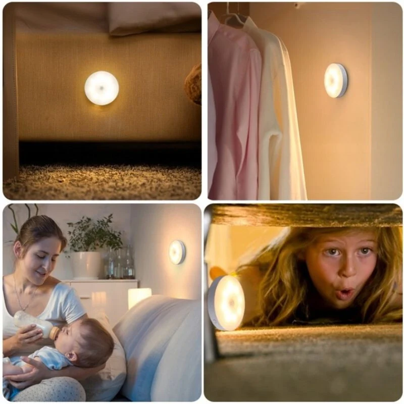 2 db 16 LED-es Mozgásérzékelős Éjszakai Lámpa – USB-s, Sárga Fényű