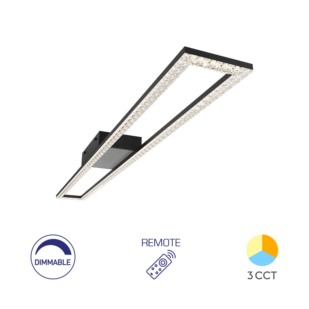Braytron beltéri mennyezeti Fekete,Kristály hatás,Dimmerelhető,Táviránítható Led lámpa 40W 4400Lm 3IN1 IP20 220-240V BH17-...