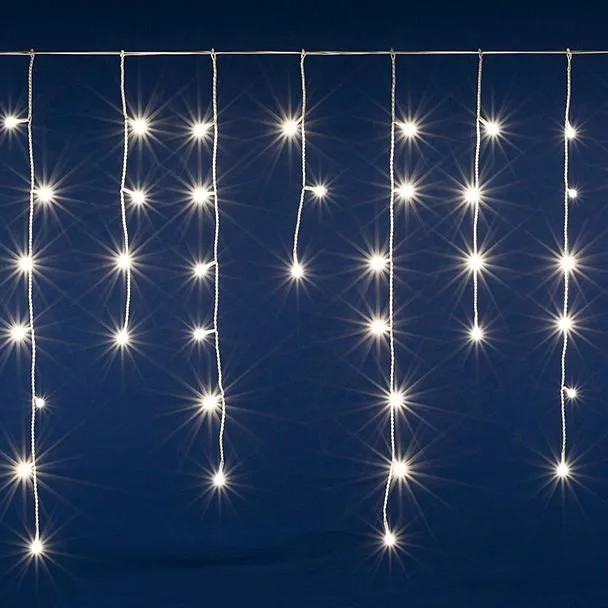 Dekoratív téli díszvilágítás, meleg fehér fény - fényfüzér csomag: eresz 20m, erkély 10m, ablakok 2x10m, tartozékokat tart...