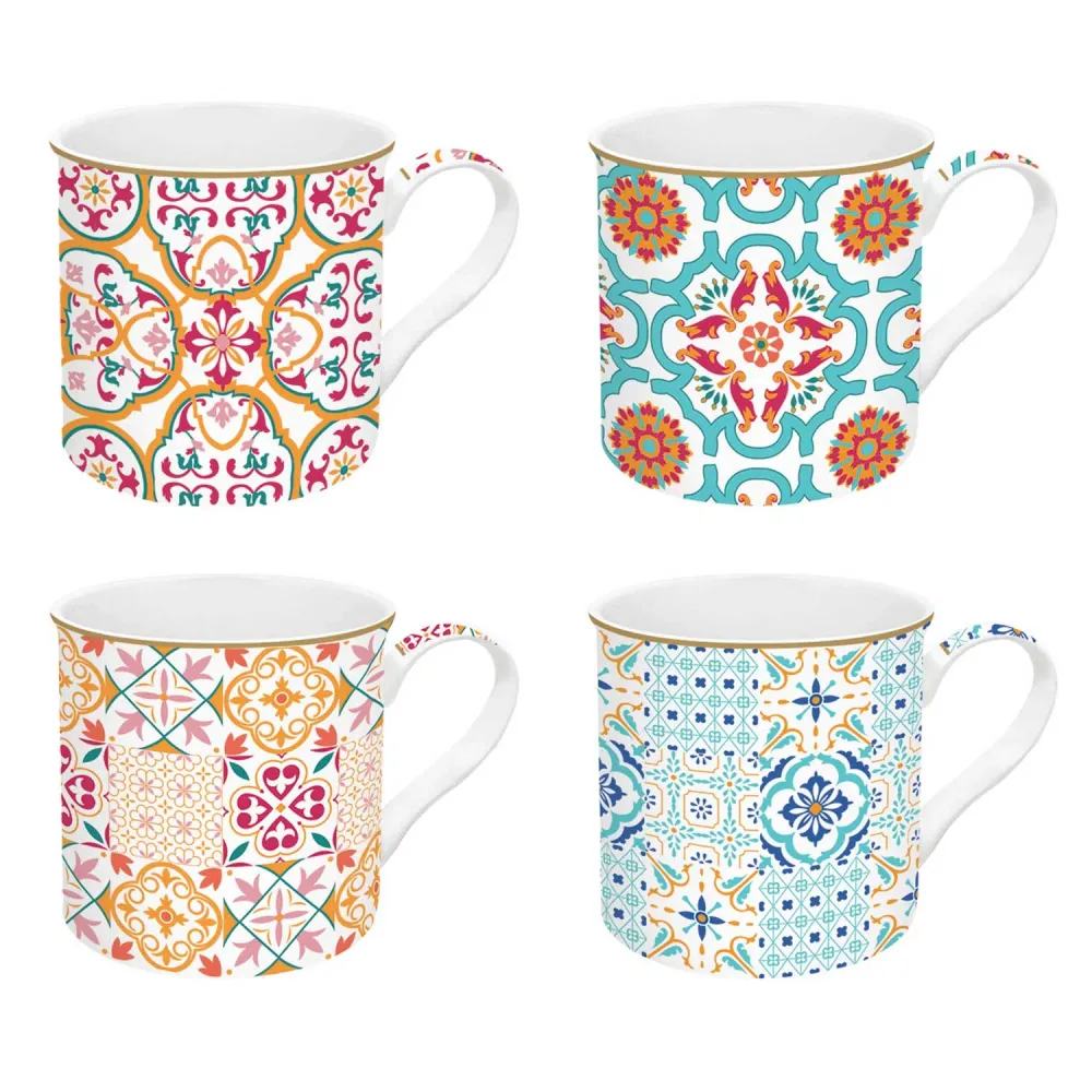 Porcelán mediterrán bögre 4 db szett Siracusa