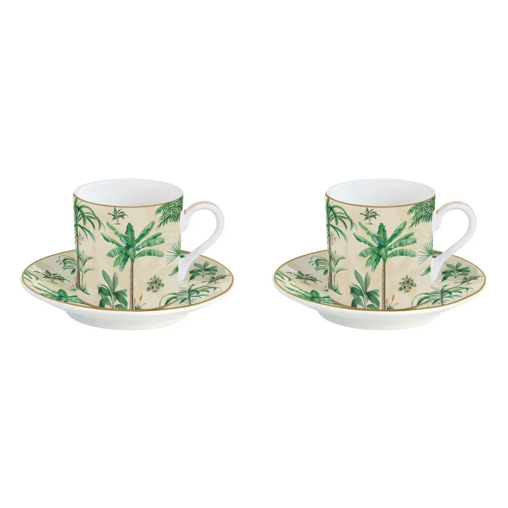 Porcelán 2 személyes eszpresszó kávés csésze szett Oasis