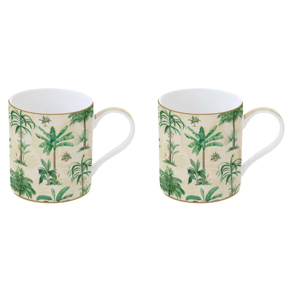 Porcelán 2 személyes pálmafás bögre szett Oasis