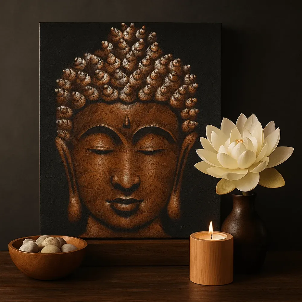 Buddha festmény, réz brokát 80x60cm