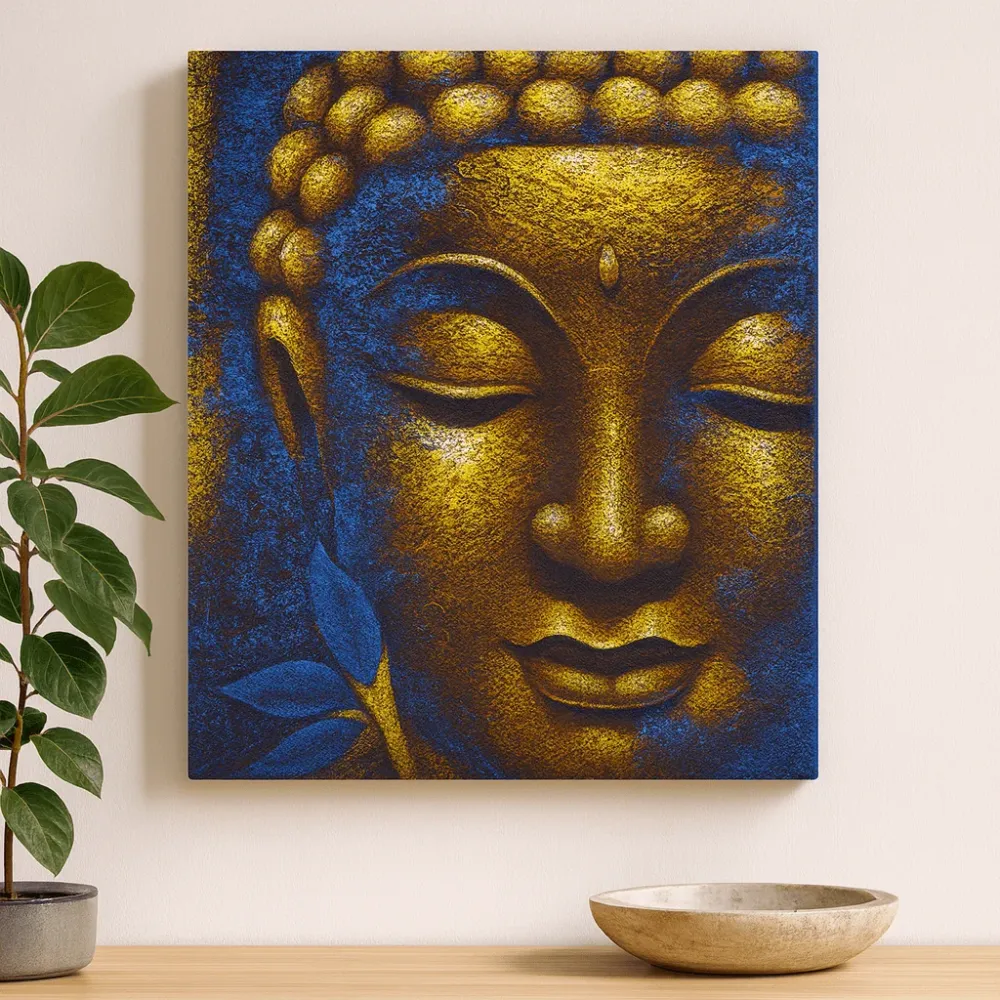 Buddha vászon falikép – arany arcú lótuszvirág