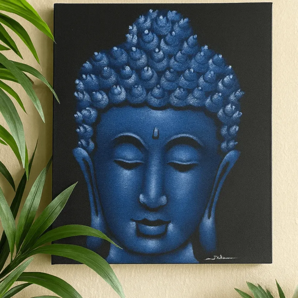 Buddha vászon falikép – kék homok hatású