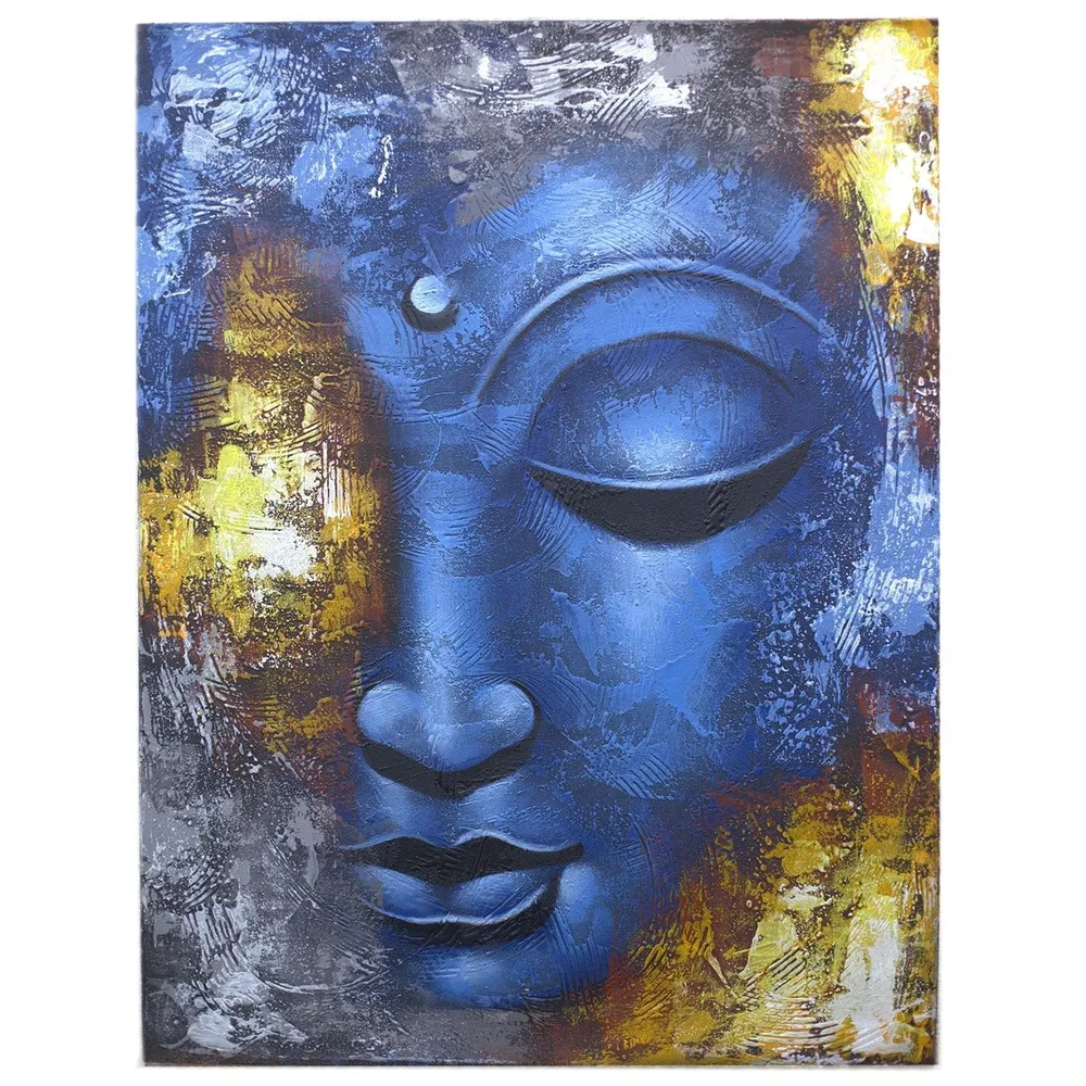 Buddha vászonfestmény, kék arc absztrakt