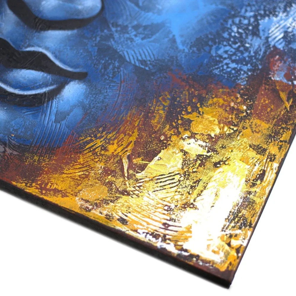 Buddha vászonfestmény, kék arc absztrakt