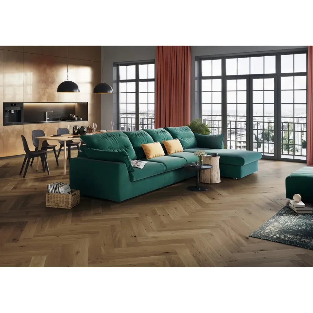 Barlinek Toffee Herringbone 5G Tölgy, OX4 olajozott halszálka parketta. 1WC000017