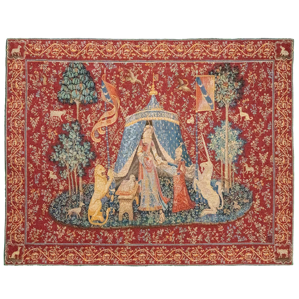 hölgy és az unikornis gobelin faliszőnyeg (jacquard szövés)