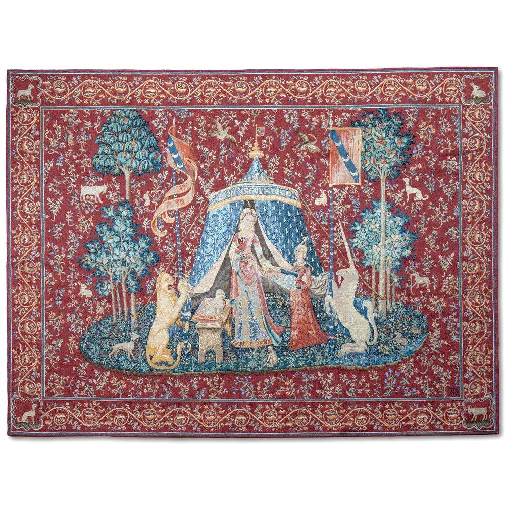 hölgy és az unikornis gobelin faliszőnyeg (jacquard szövés)