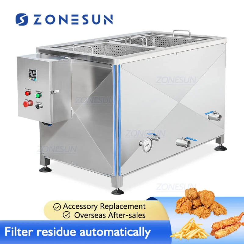 Zonesun ZS-FRY01 Kereskedelmi dupla kosarak burgonya chips sült csirkeolaj-víz elválasztás ipari mély sütőgép