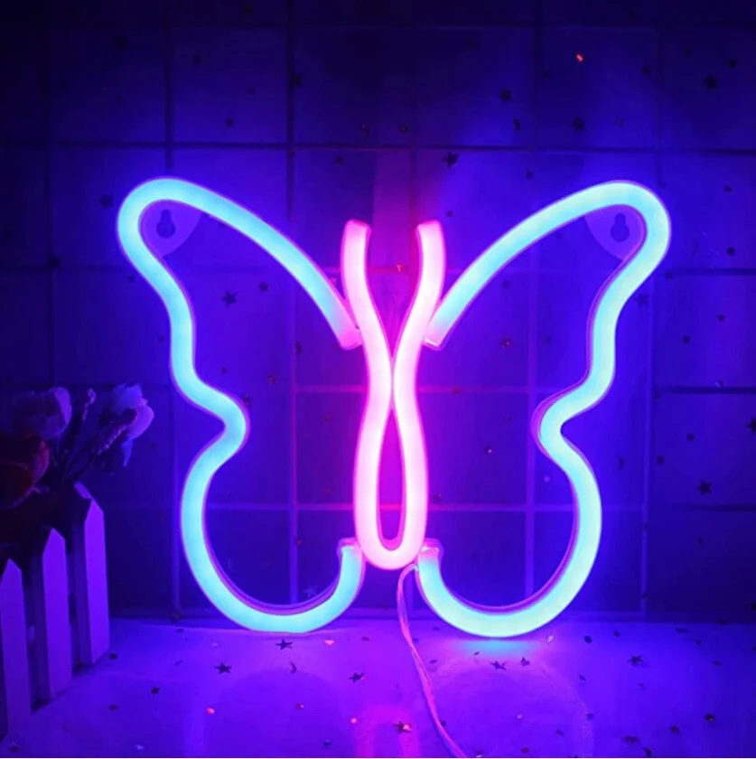 Wanxing pillangó formájú LED neon világítás – 23×19 cm dekoráció