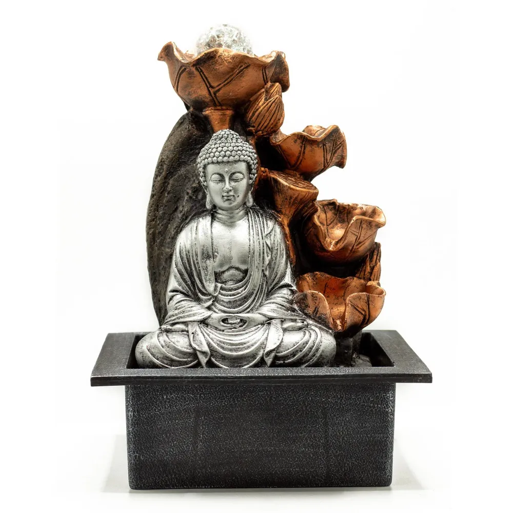 Asztali vízesés ezüst Buddha kristálygömb 35cm