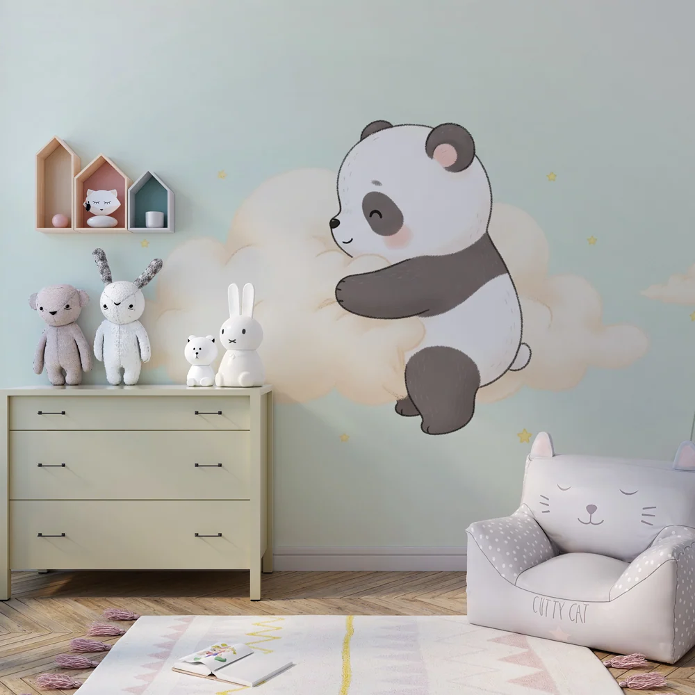 Baba szoba tapéta | Kis panda felhőkben