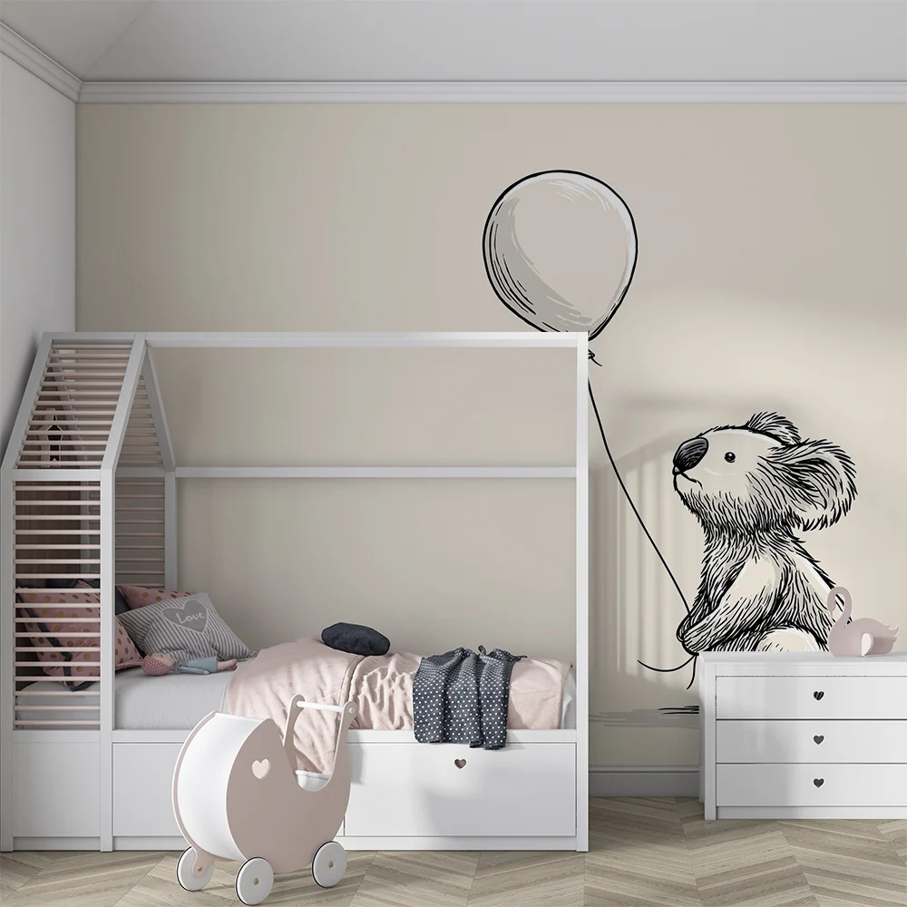 Baba szobafestmény | Kedves koala egy léggömbbel lágy környezetben