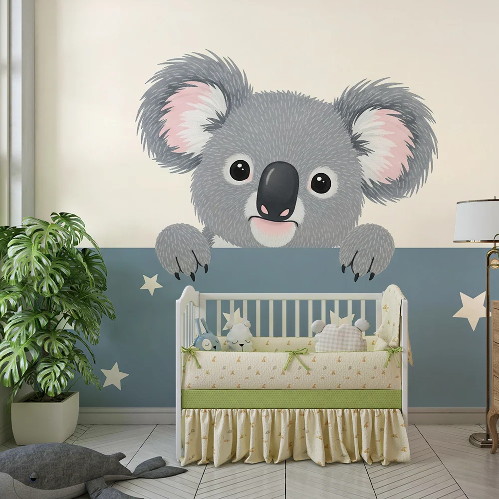 Baba szobai tapéta | Aranyos koala csillagokkal nyugtató környezetben