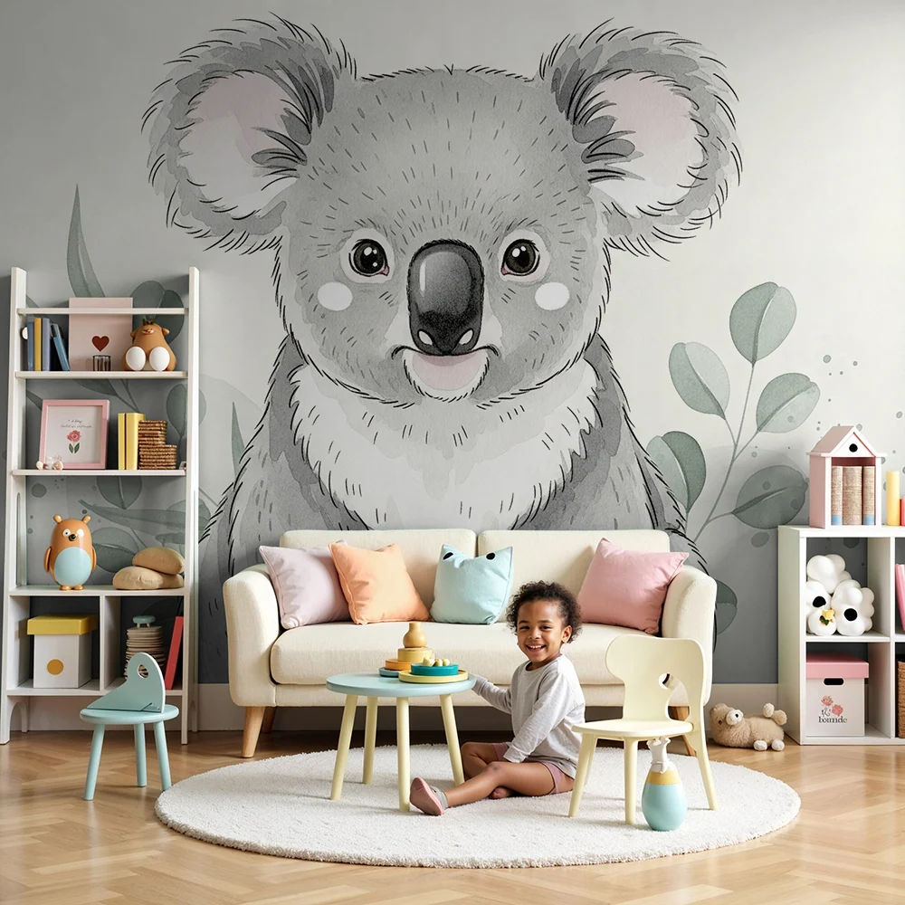 Baba szobai tapéta | Aranyos koala lágy lombkoronában