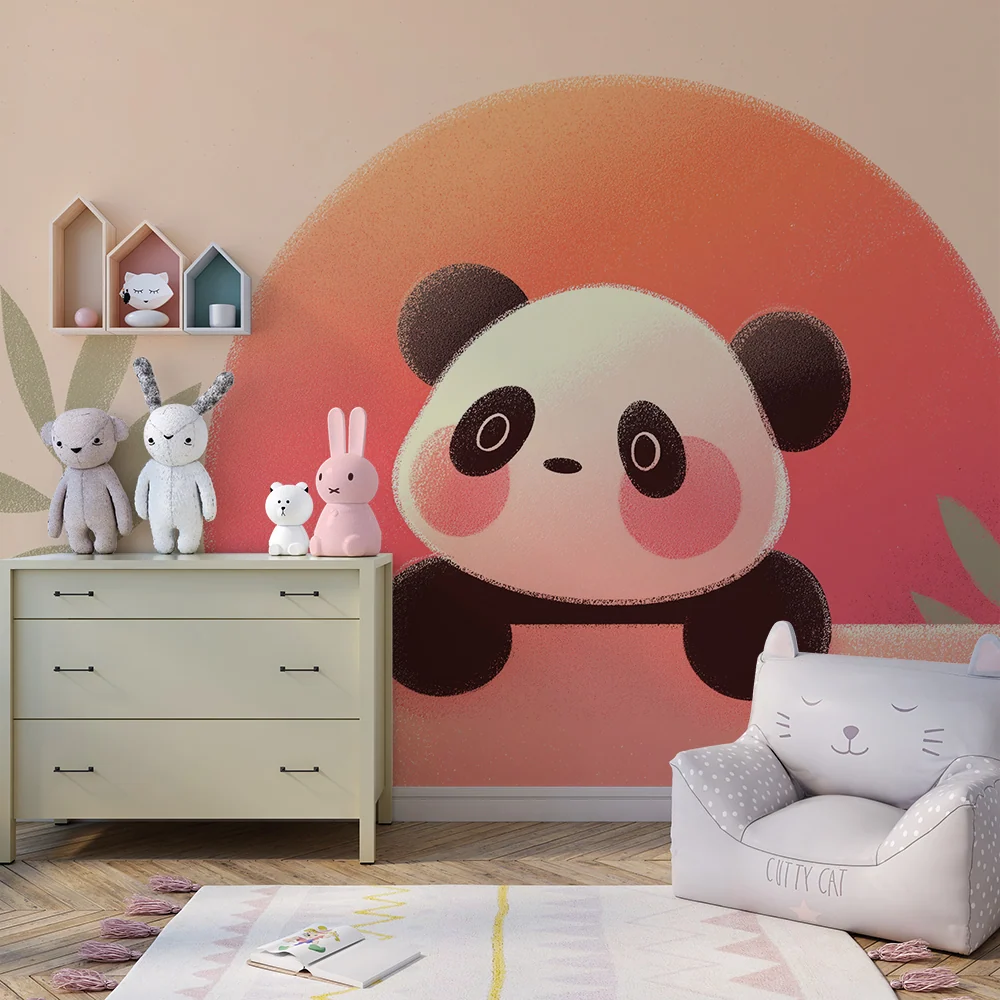 Baba szobai tapéta | Aranyos panda pasztell naplementével