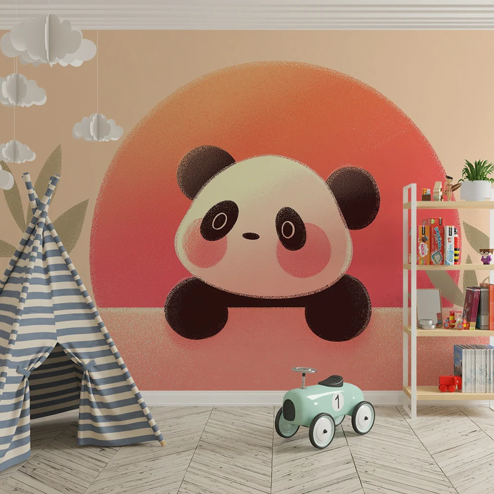 Baba szobai tapéta | Aranyos panda pasztell naplementével