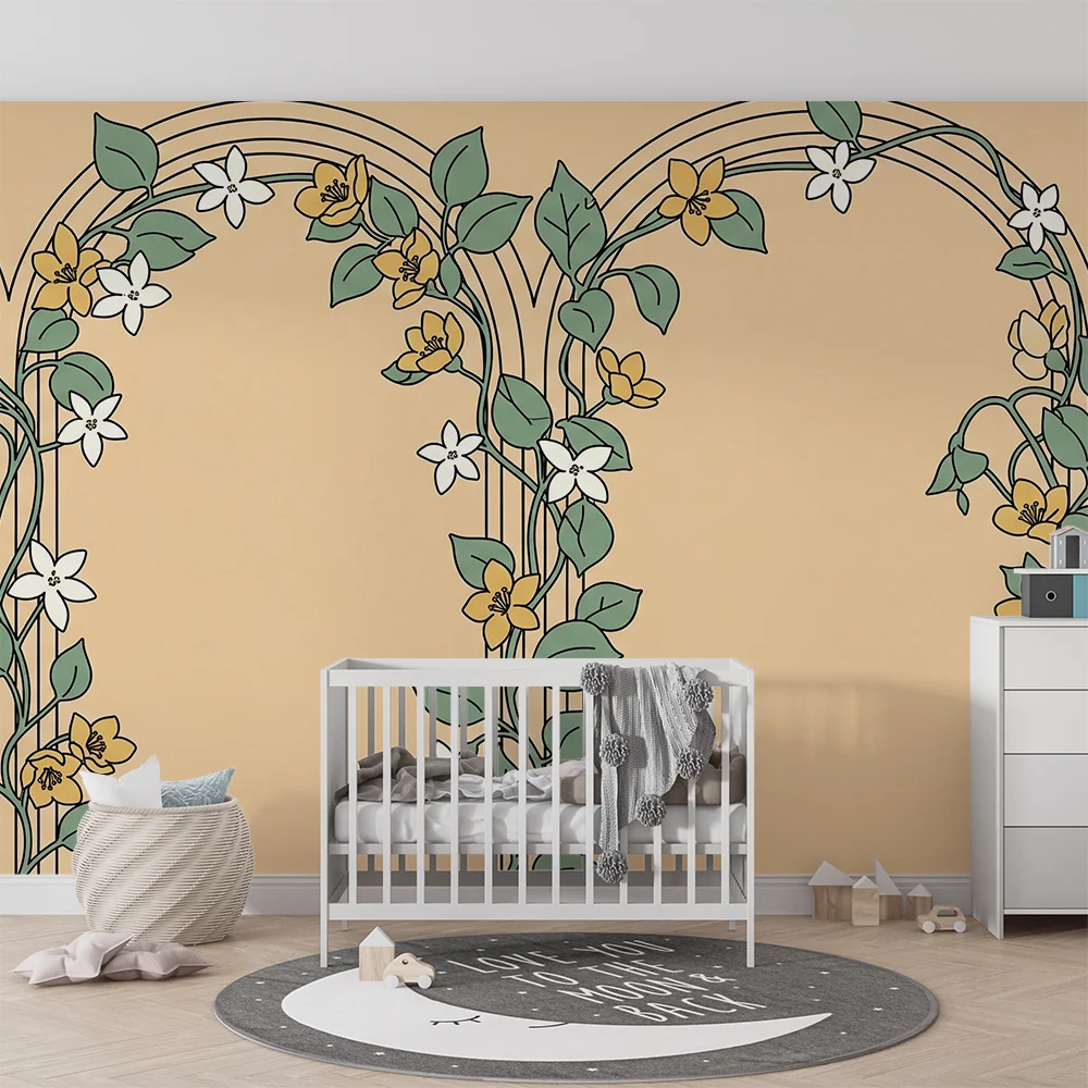 Baba szobai tapéta | Finom virágok és elegáns minták lágy háttéren