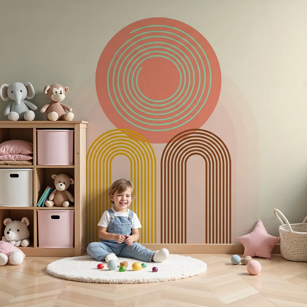 Baba szobai tapéta | Élénk és lágy geometrikus minták