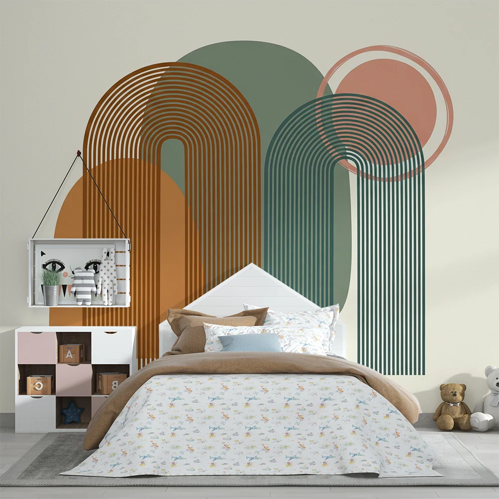 Baba szobai tapéta | Modern geometrikus formák lágy színekben