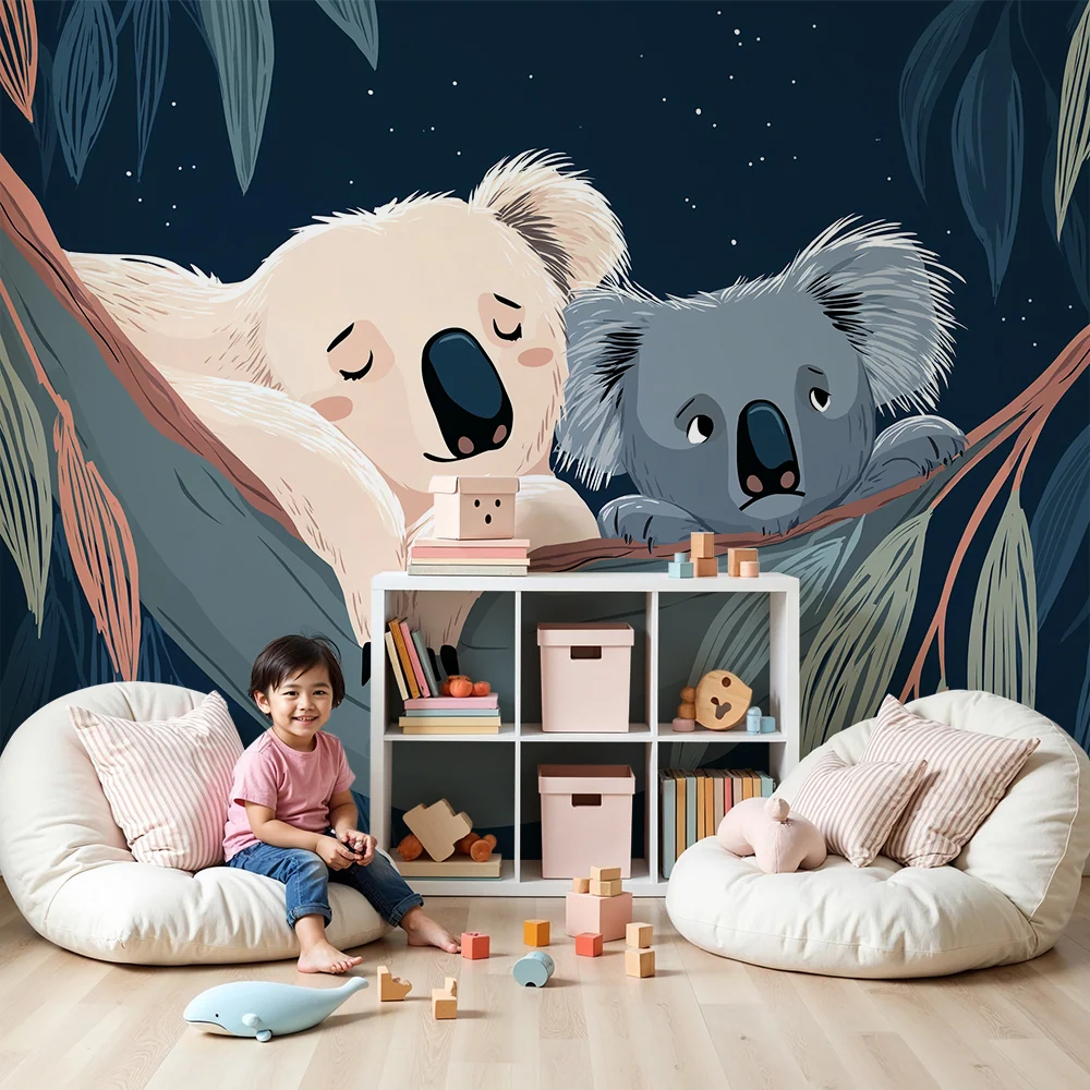 Baba szobai tapéta | Két nyugodt koala hinta alatt csillagok között