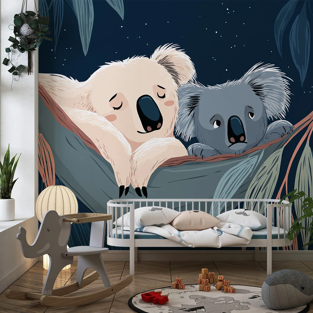 Baba szobai tapéta | Két nyugodt koala hinta alatt csillagok között