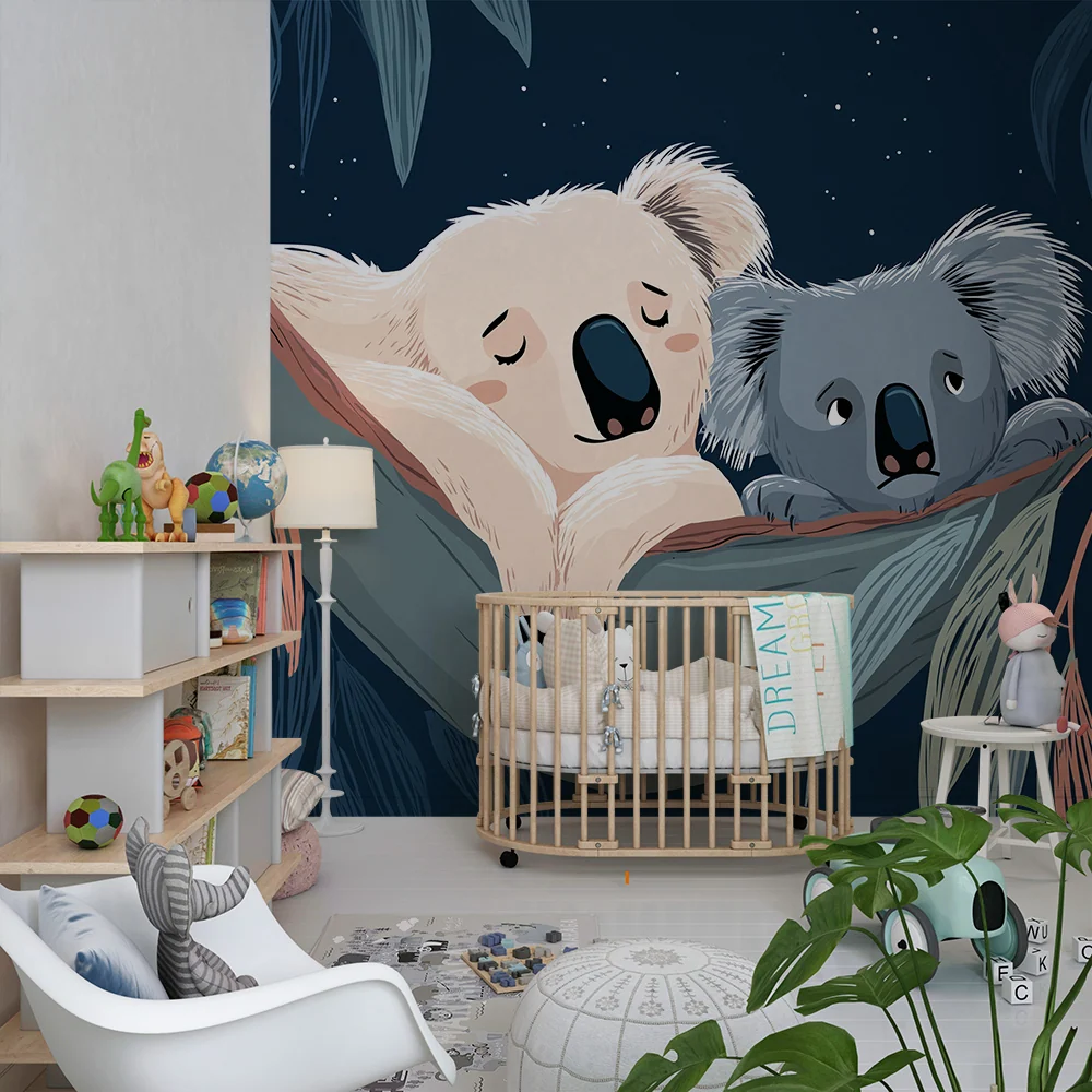 Baba szobai tapéta | Két nyugodt koala hinta alatt csillagok között