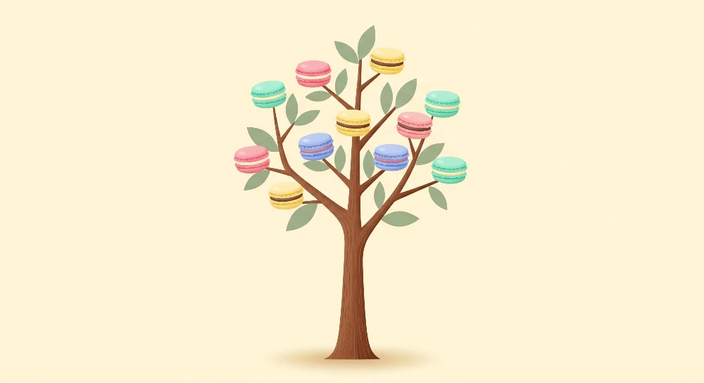 Baba szobatapéta | Színes macarons fa egy lágy hangulatú térhez