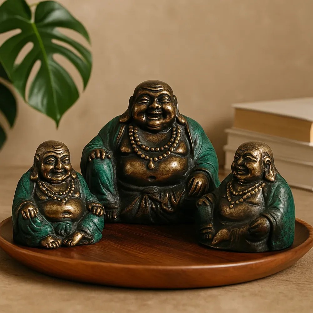 Boldog Buddha szoborcsoport 3 darab vegyes méretben