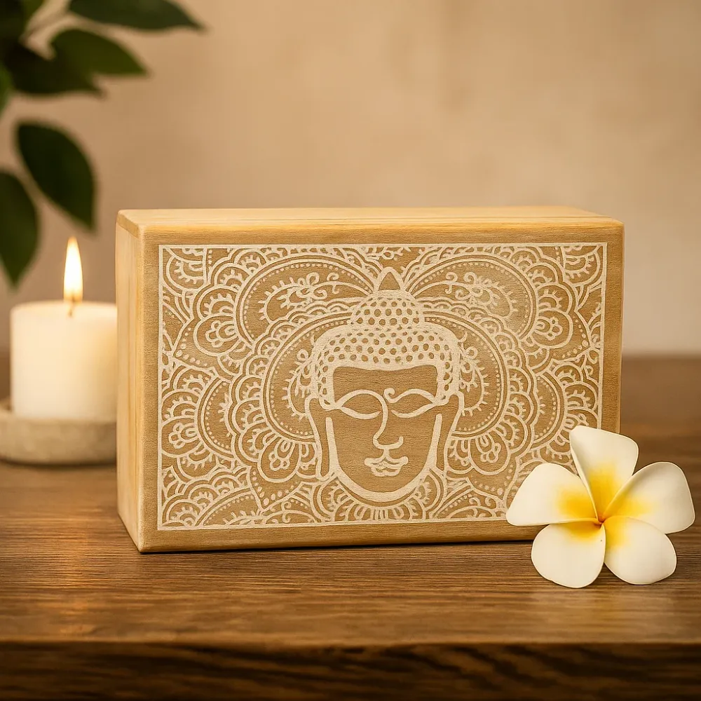 Buddha arc téglalap alakú tárolódoboz fehérre meszelve