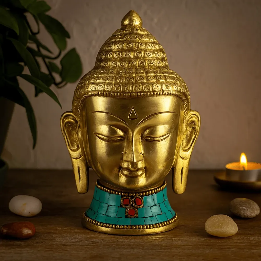 Réz Buddha Fej Szobor – 5 cm