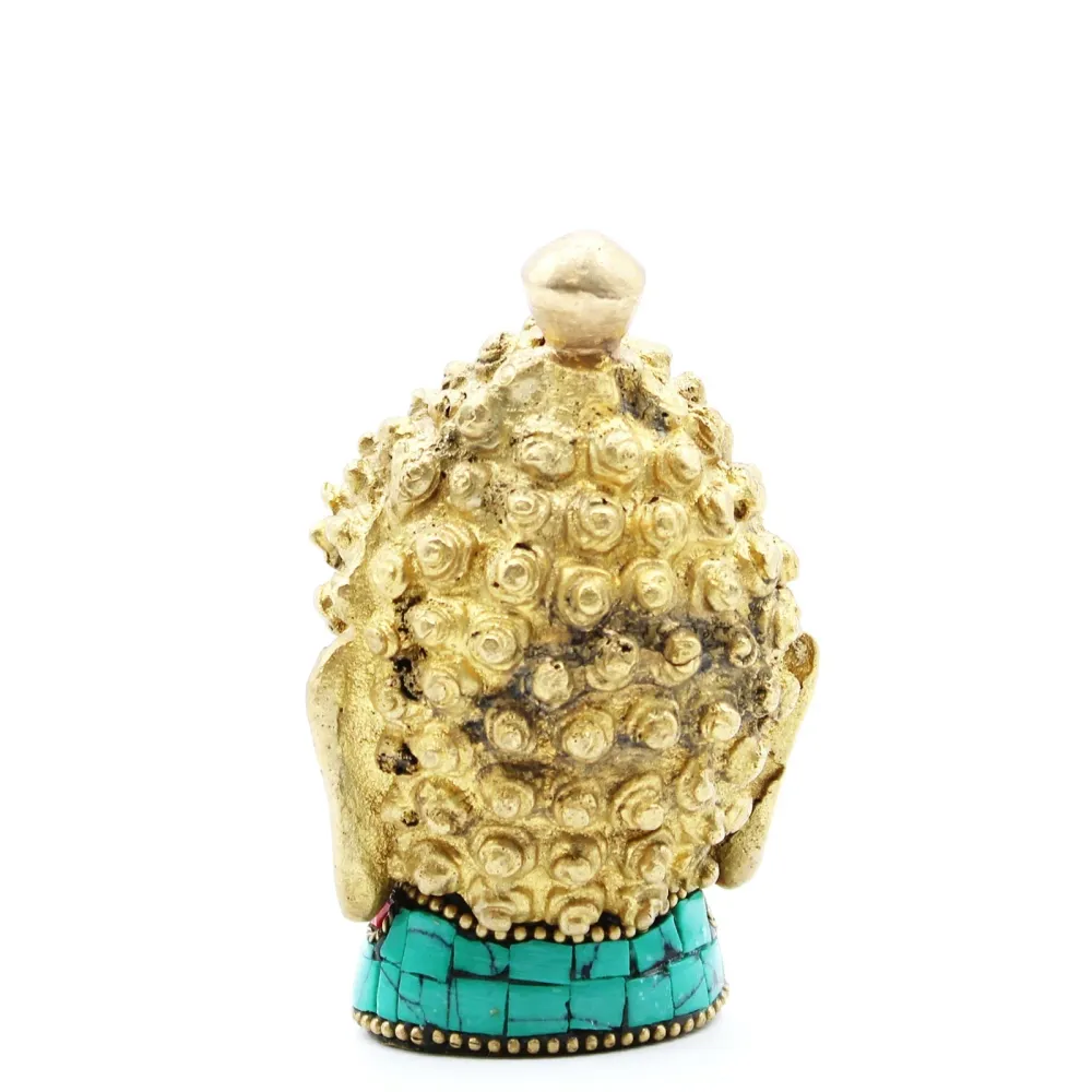 Buddha fej szobor sárgaréz 8 cm