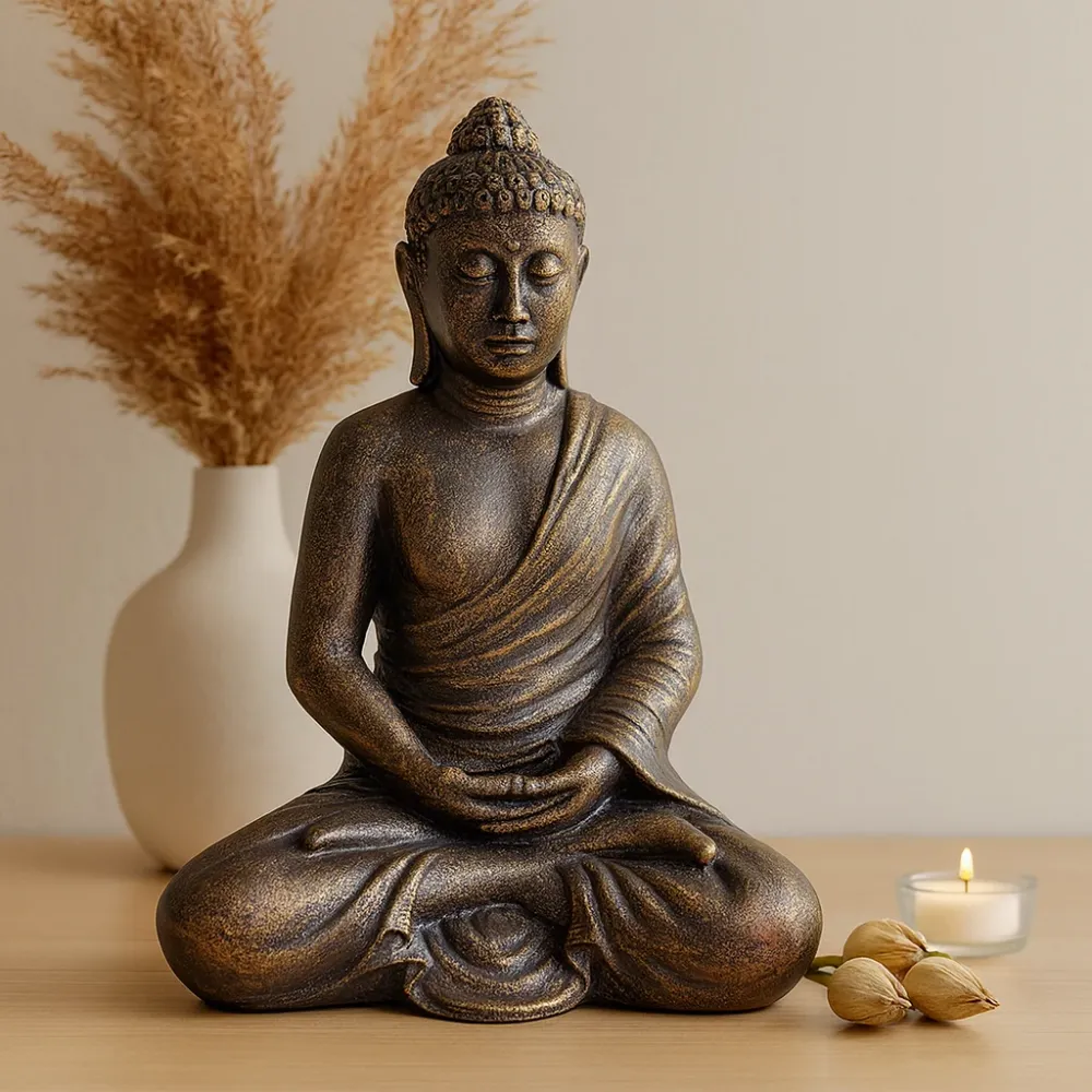 Buddha szobor 0,96 m thai antik arany bronz kivitel