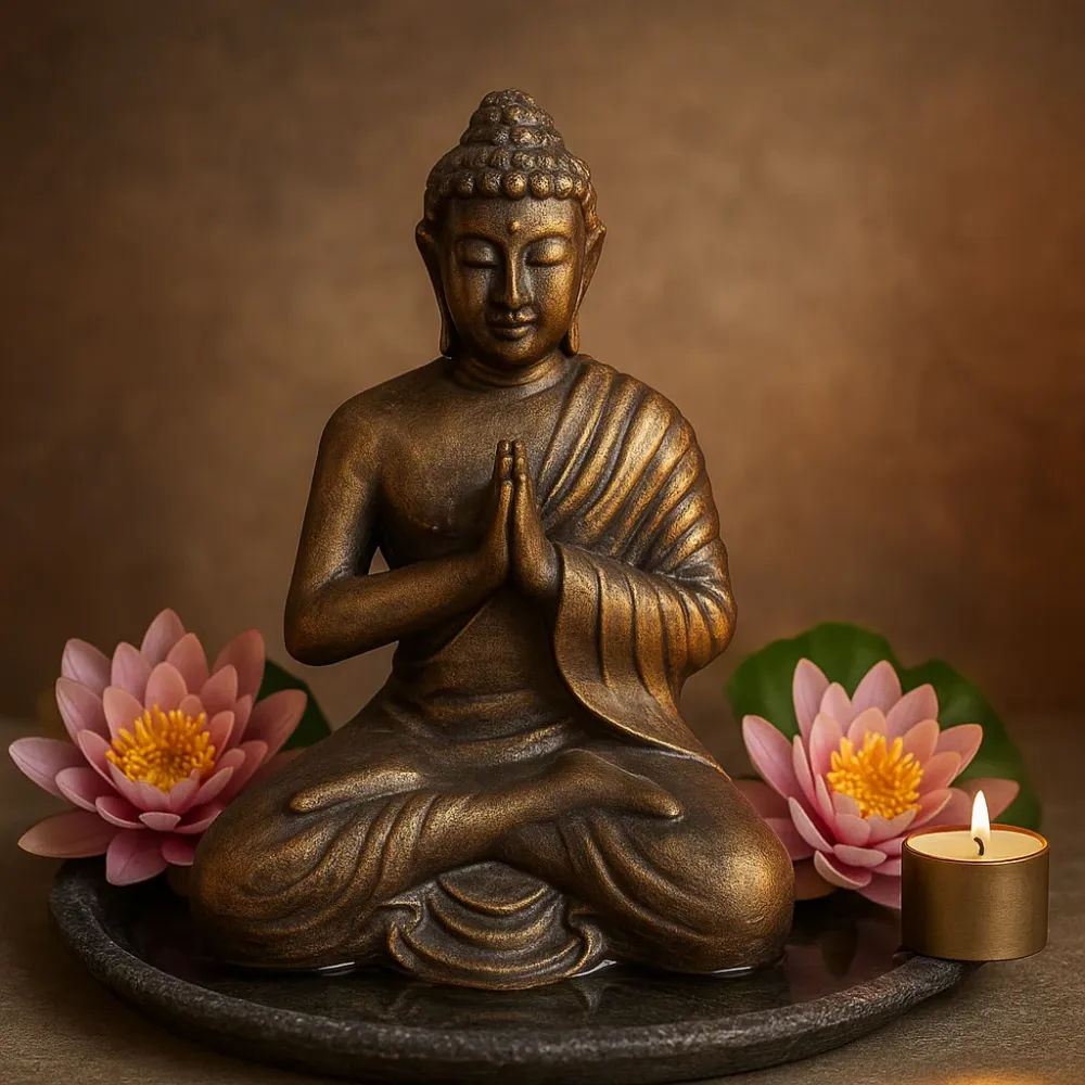 Buddha szobor 1.2m antik arany imádkozó bronz kivitel