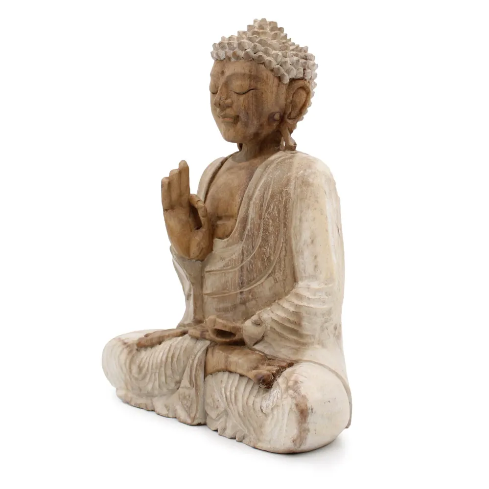 Buddha szobor fehérített 30cm tanító pózban