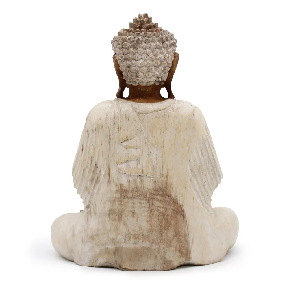 Buddha szobor fehérített 30cm tanító pózban