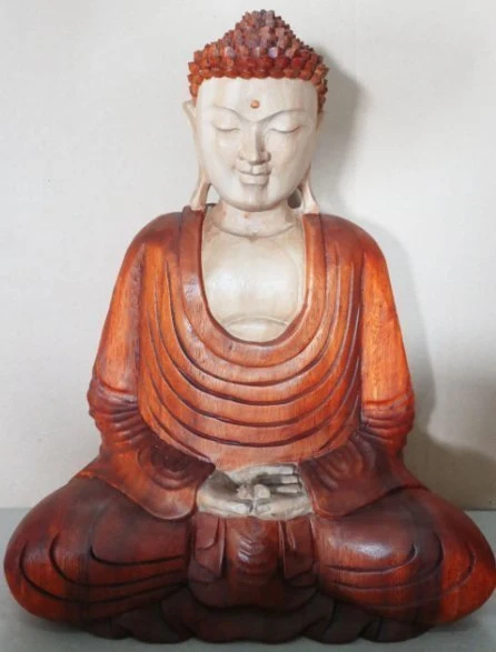 Buddha szobor kézzel faragott suar fa 40 cm kézzel készített