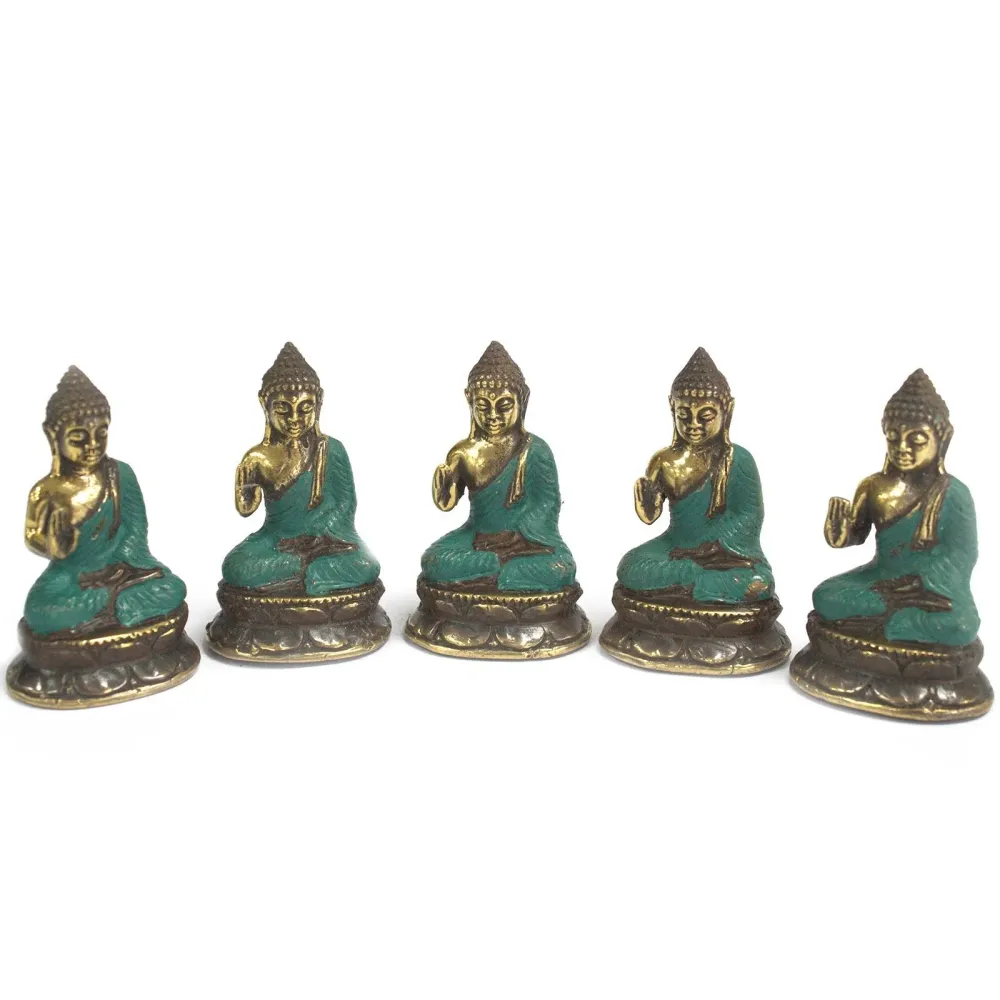 Buddha szobor mini sárgaréz ülő kéz felemelve