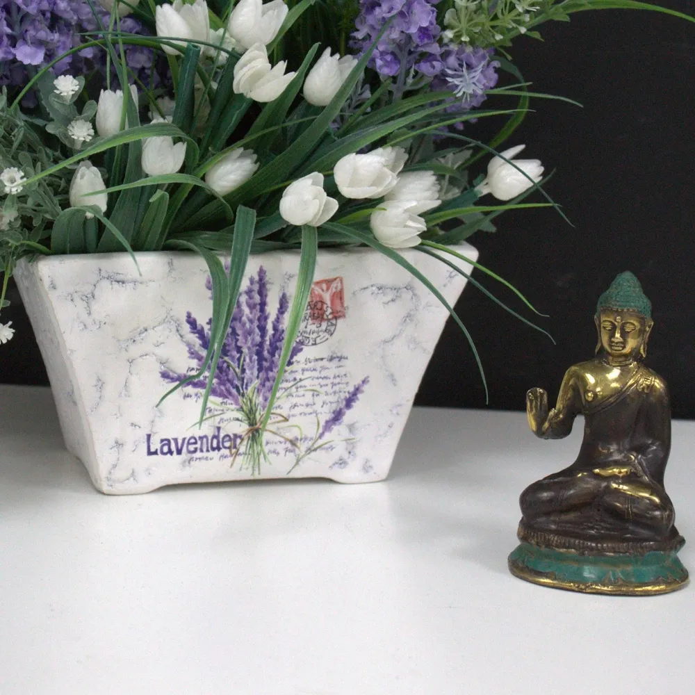 Buddha szobor mini sárgaréz ülő kéz felemelve