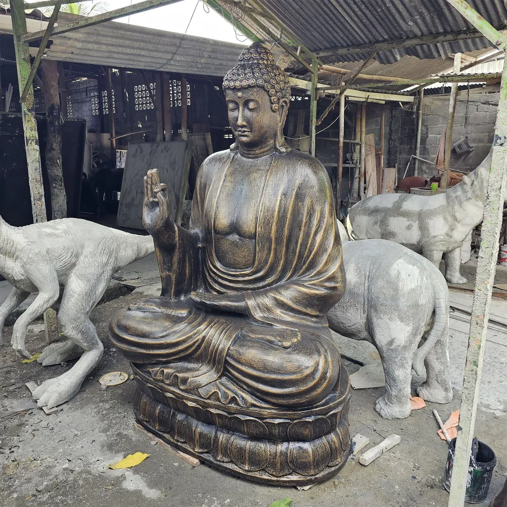 Buddha szobor tanító lótusz 2m antik arany